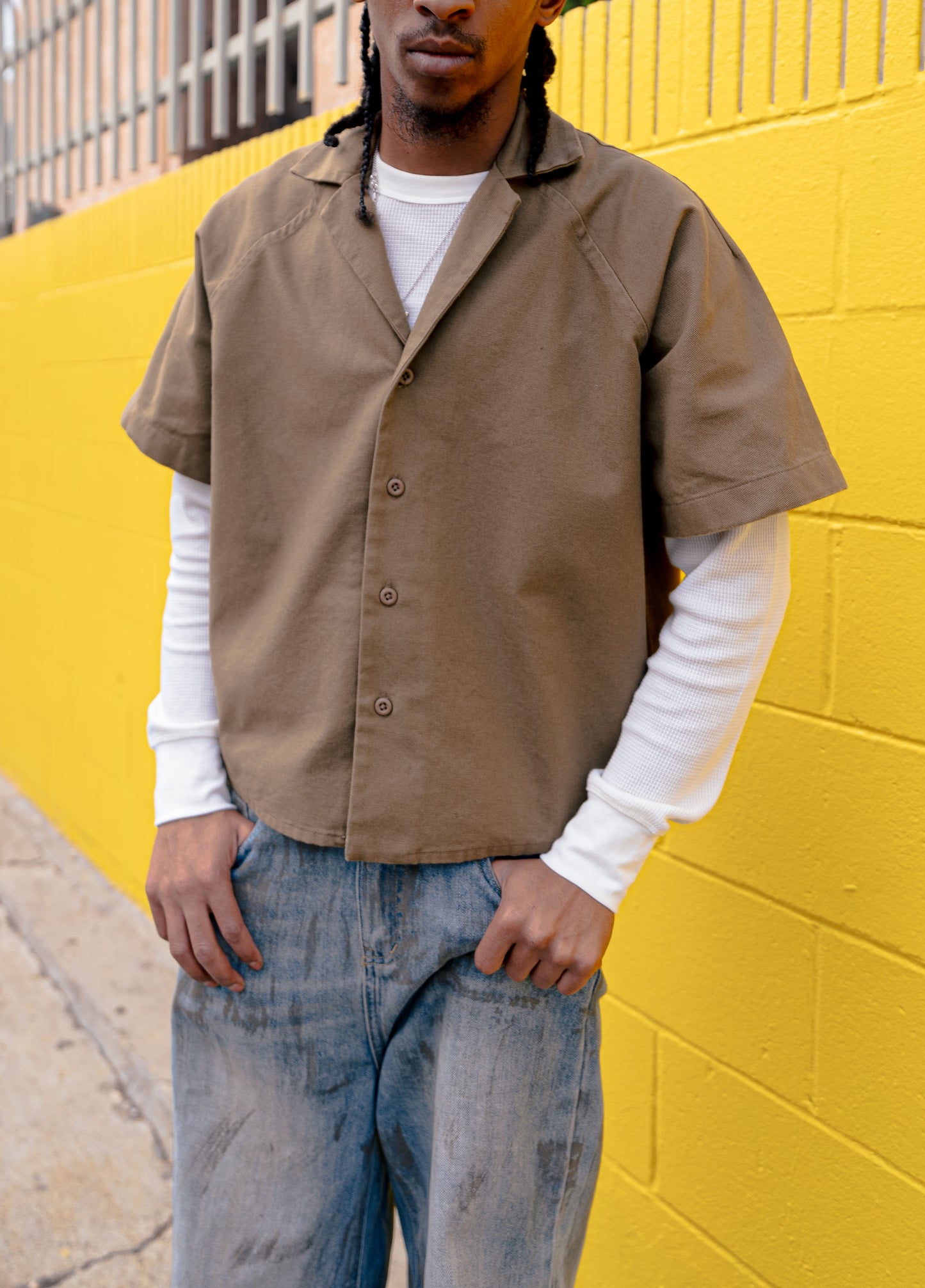 Canvas Raglan Bowling Shirt